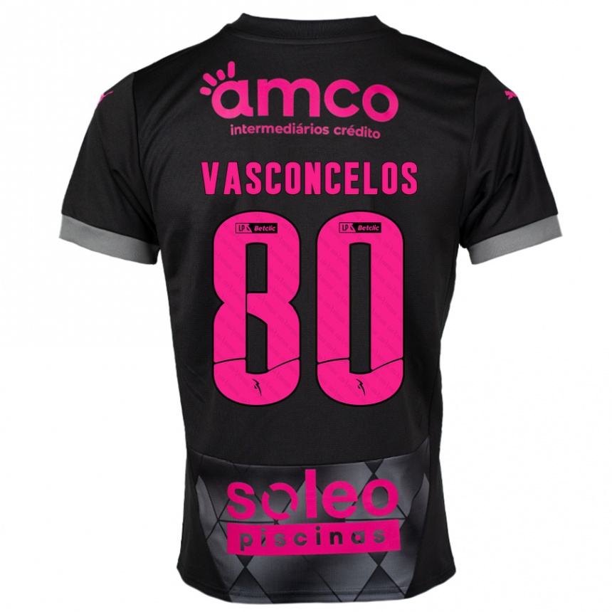 Kids Football Vasconcelos #80 Black Pink Away Jersey 2024/25 T-Shirt