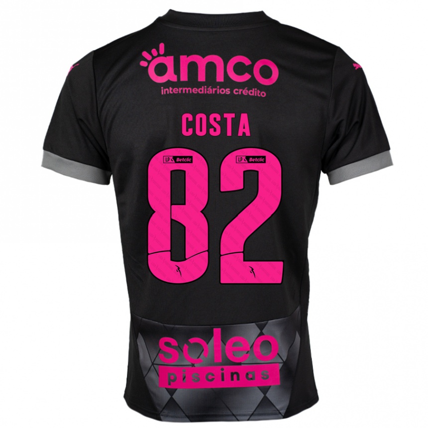 Kids Football Gui Costa #82 Black Pink Away Jersey 2024/25 T-Shirt