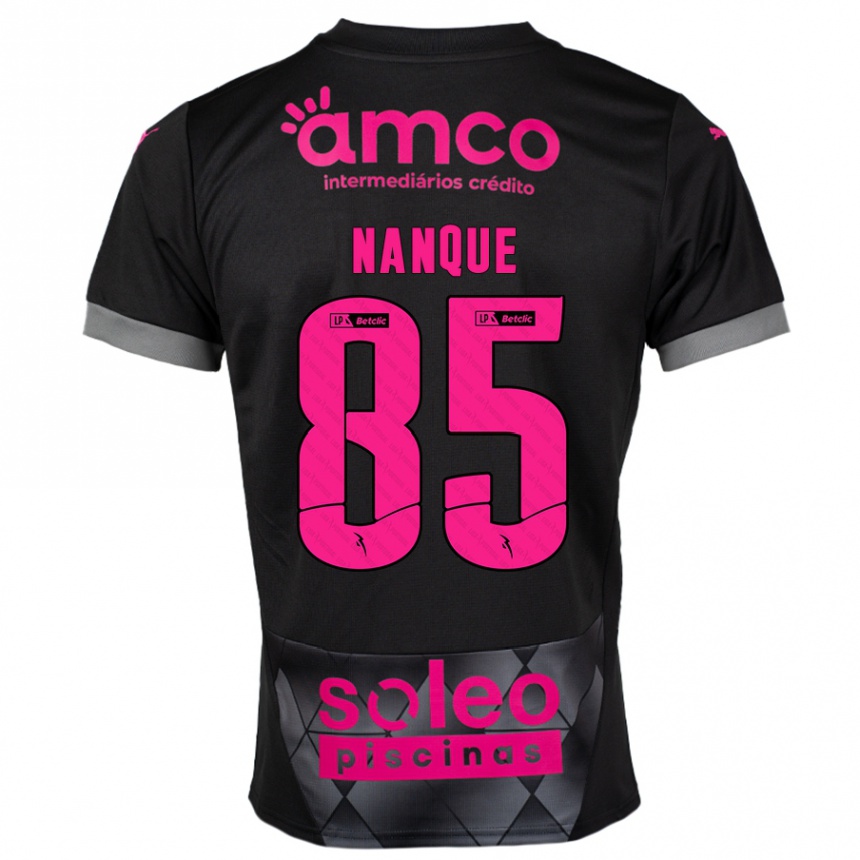 Kids Football Edgar Nanque #85 Black Pink Away Jersey 2024/25 T-Shirt