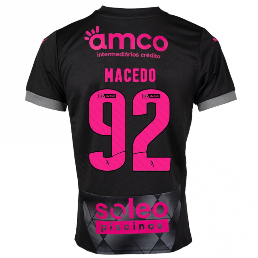 Kids Football Rodrigo Macedo #92 Black Pink Away Jersey 2024/25 T-Shirt