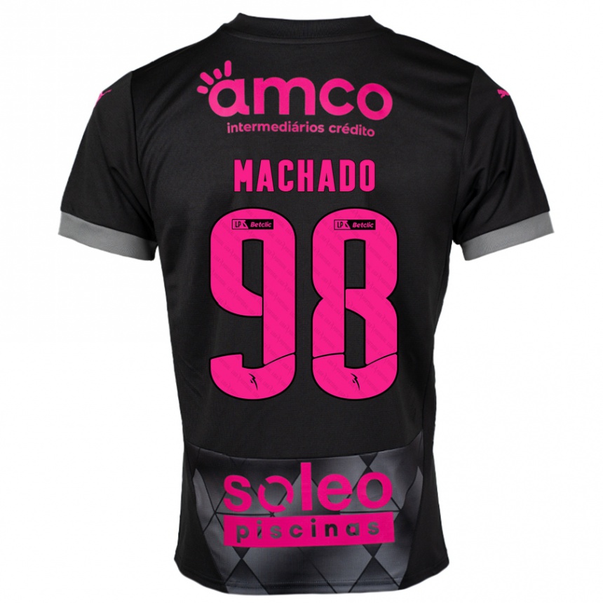 Kids Football Gonçalo Machado #98 Black Pink Away Jersey 2024/25 T-Shirt