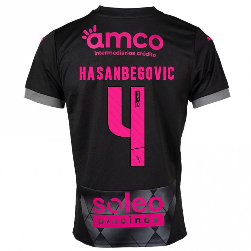 Kids Football Melisa Hasanbegović #4 Black Pink Away Jersey 2024/25 T-Shirt