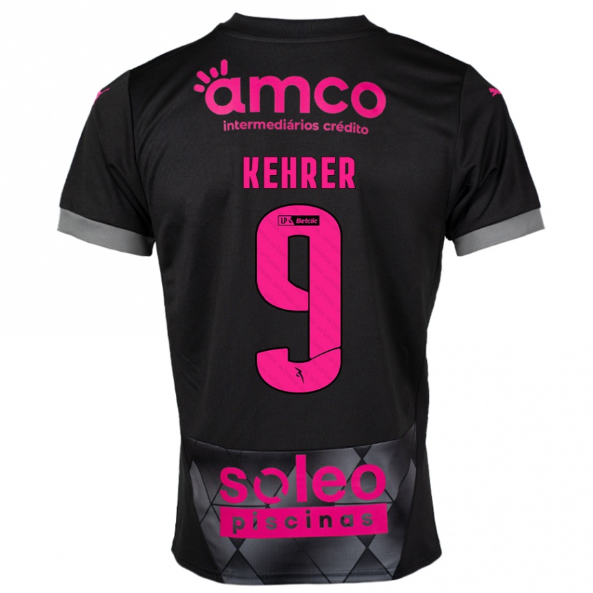 Kids Football Caroline Kehrer #9 Black Pink Away Jersey 2024/25 T-Shirt