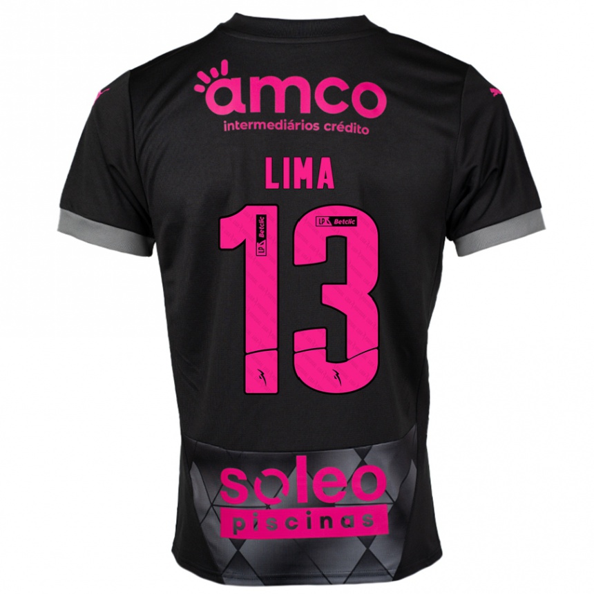 Kids Football Aline Lima #13 Black Pink Away Jersey 2024/25 T-Shirt