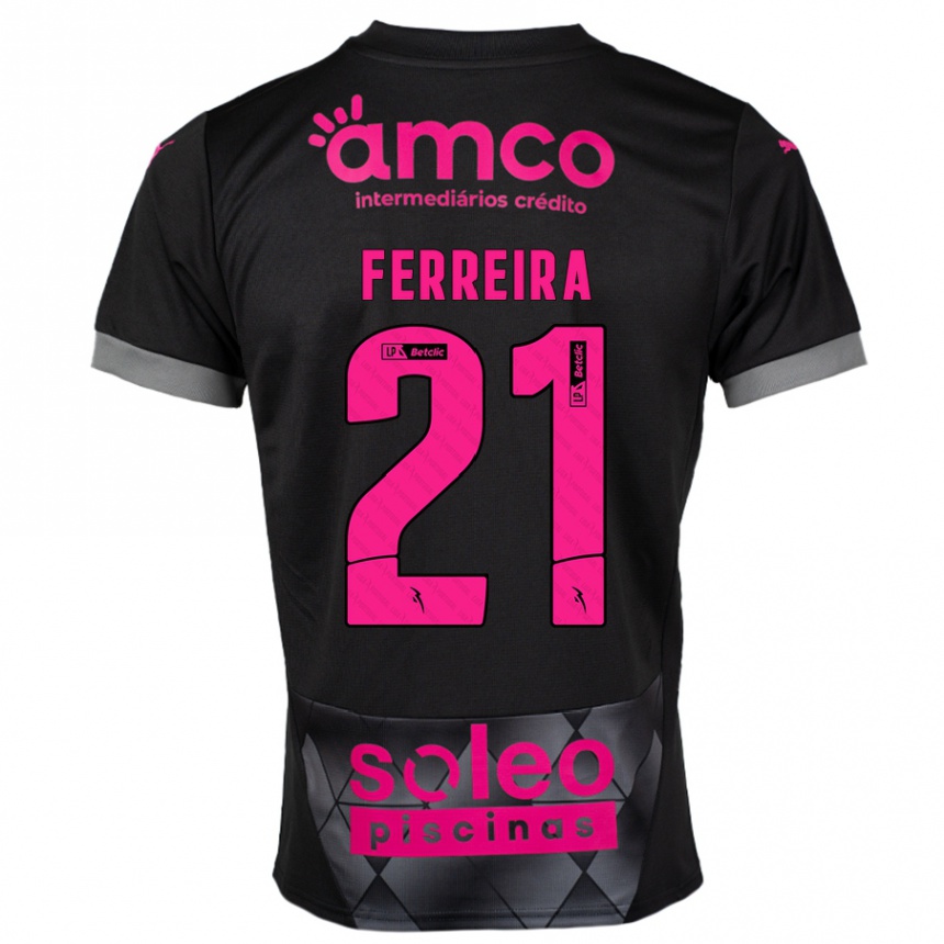 Kids Football Ana Carolina Ferreira #21 Black Pink Away Jersey 2024/25 T-Shirt