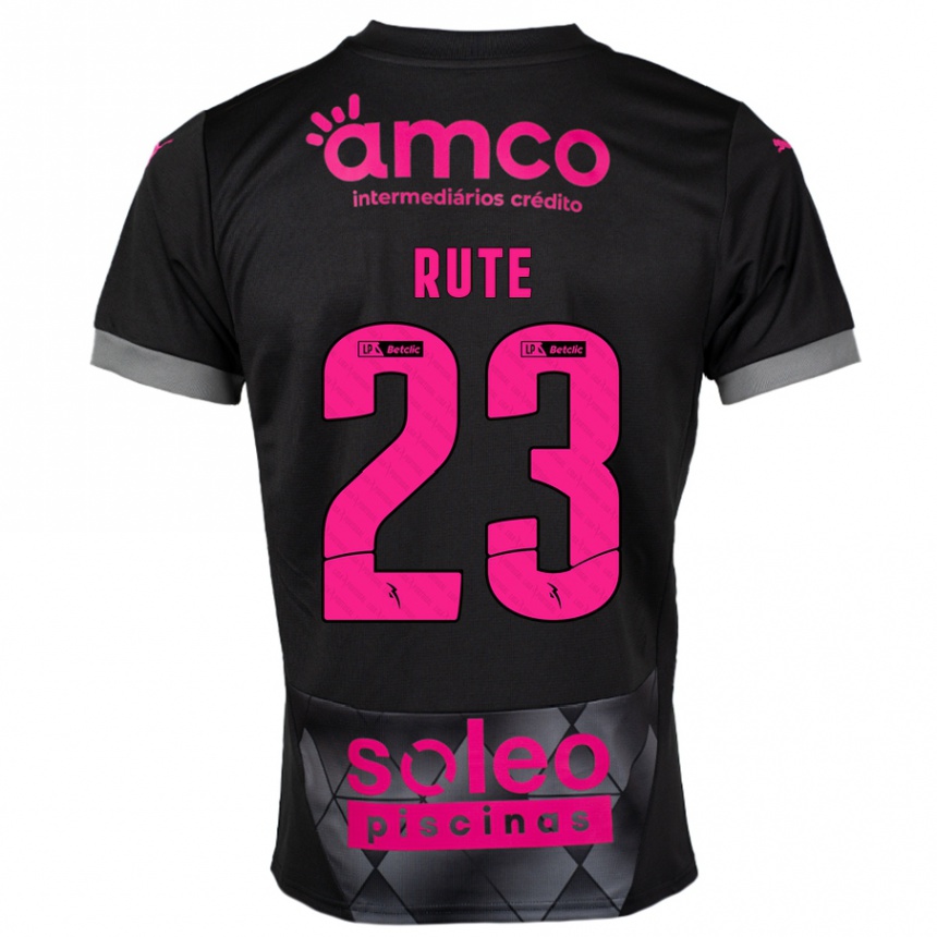 Kids Football Ana Rute #23 Black Pink Away Jersey 2024/25 T-Shirt