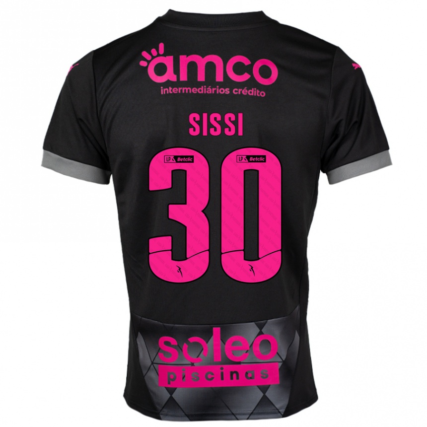 Kids Football Sissi #30 Black Pink Away Jersey 2024/25 T-Shirt