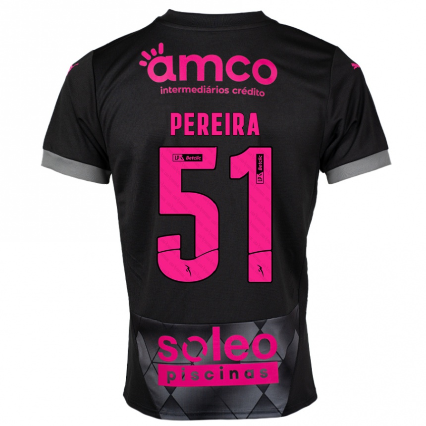 Kids Football Evy Pereira #51 Black Pink Away Jersey 2024/25 T-Shirt