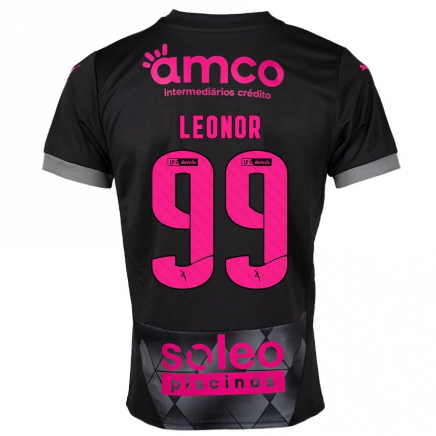 Kids Football Maria Leonor #99 Black Pink Away Jersey 2024/25 T-Shirt