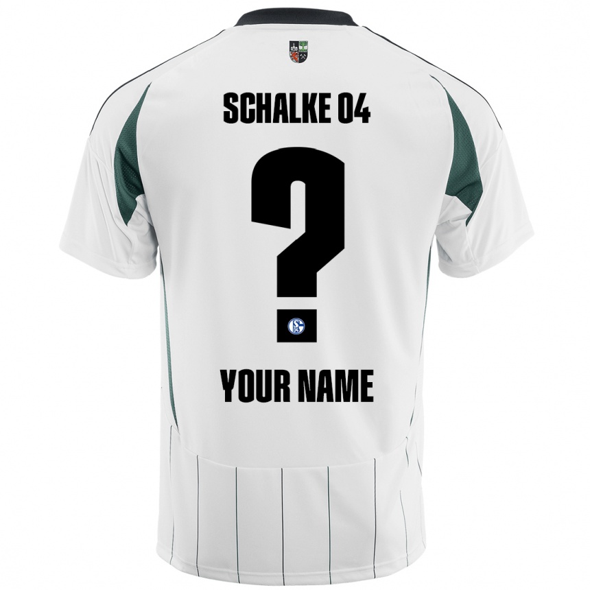 Kids Football Your Name #0 White Green Away Jersey 2024/25 T-Shirt