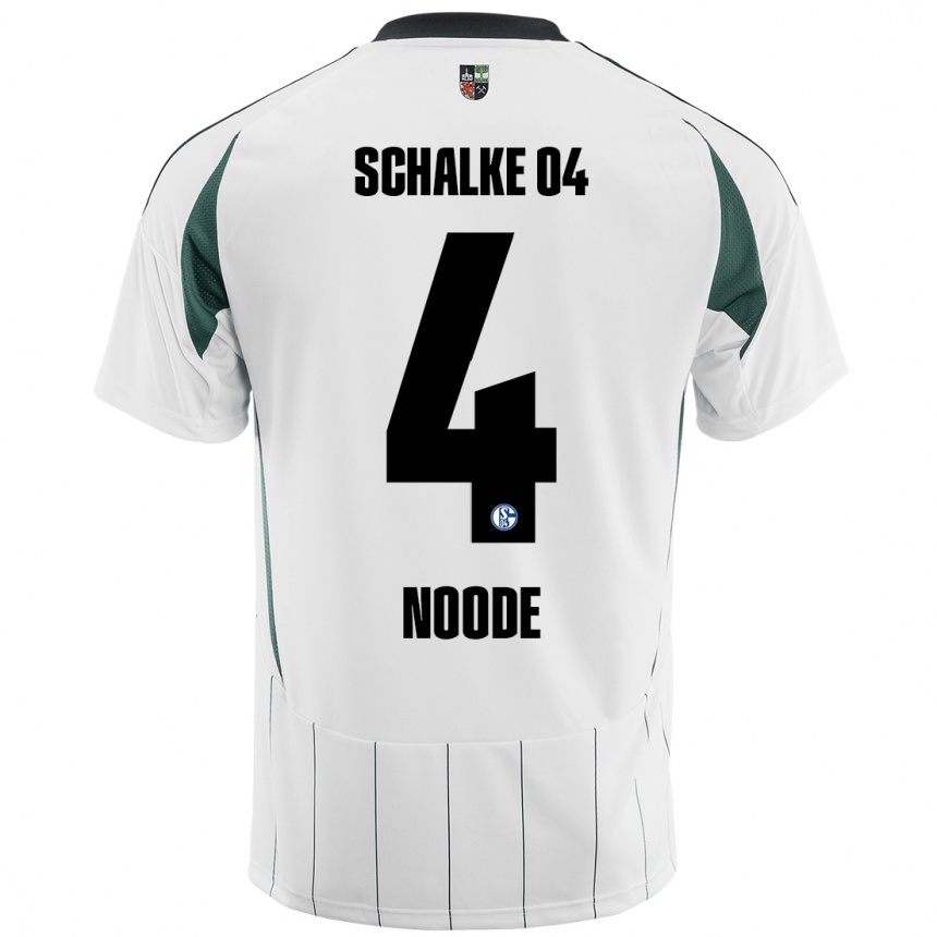 Kids Football Steve Noode #4 White Green Away Jersey 2024/25 T-Shirt