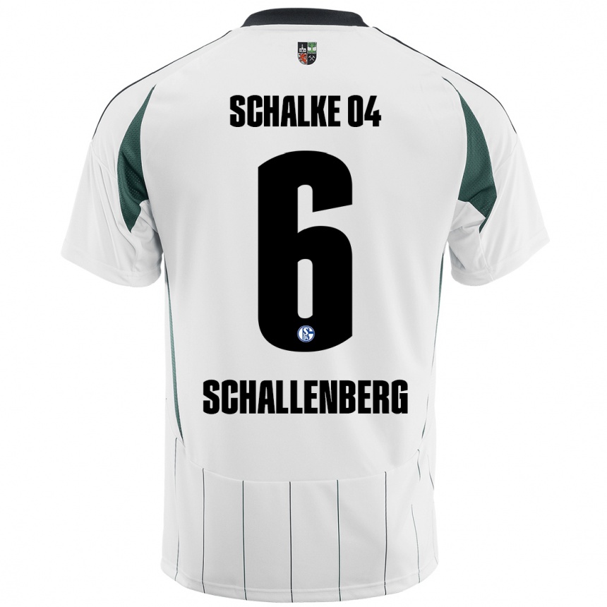 Kids Football Ron Schallenberg #6 White Green Away Jersey 2024/25 T-Shirt