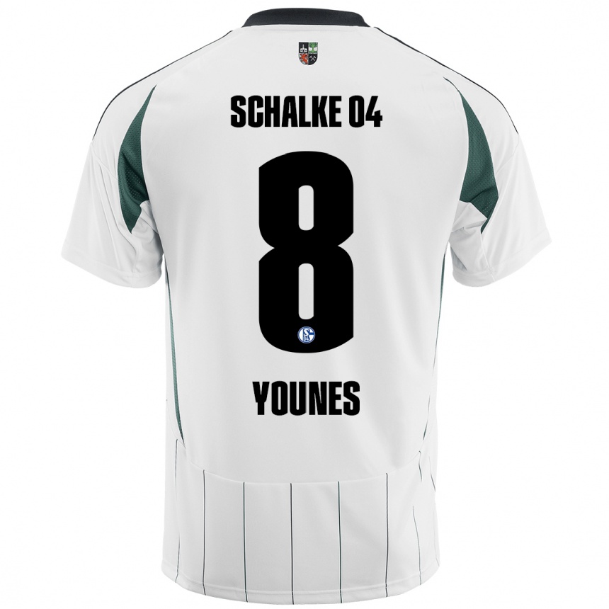 Kids Football Amin Younes #8 White Green Away Jersey 2024/25 T-Shirt