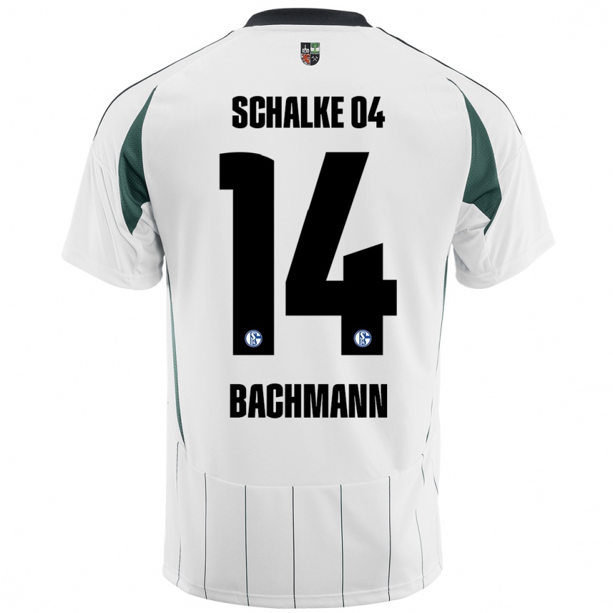 Kids Football Janik Bachmann #14 White Green Away Jersey 2024/25 T-Shirt