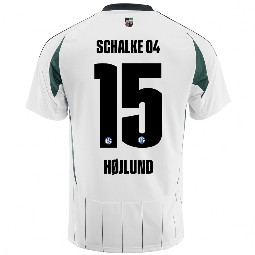 Kids Football Emil Højlund #15 White Green Away Jersey 2024/25 T-Shirt