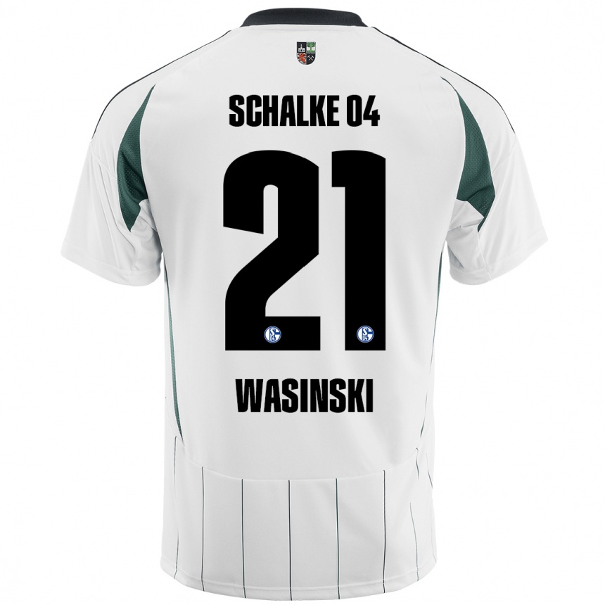 Kids Football Martin Wasinski #21 White Green Away Jersey 2024/25 T-Shirt