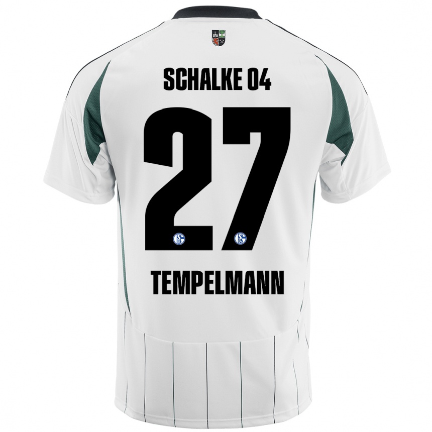 Kids Football Lino Tempelmann #27 White Green Away Jersey 2024/25 T-Shirt