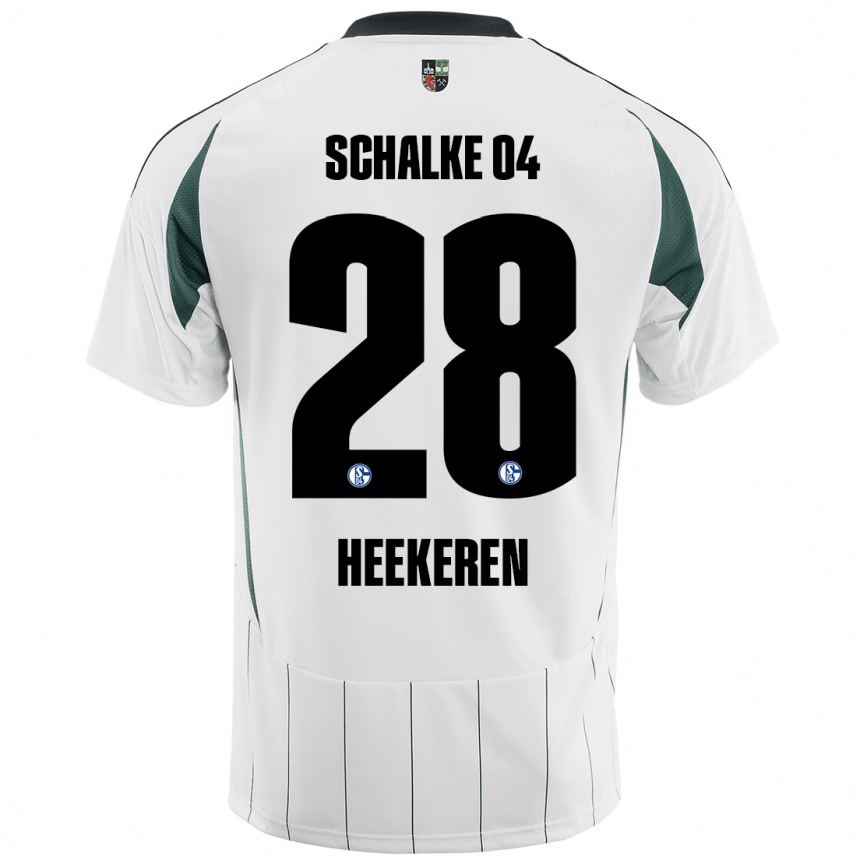 Kids Football Justin Heekeren #28 White Green Away Jersey 2024/25 T-Shirt