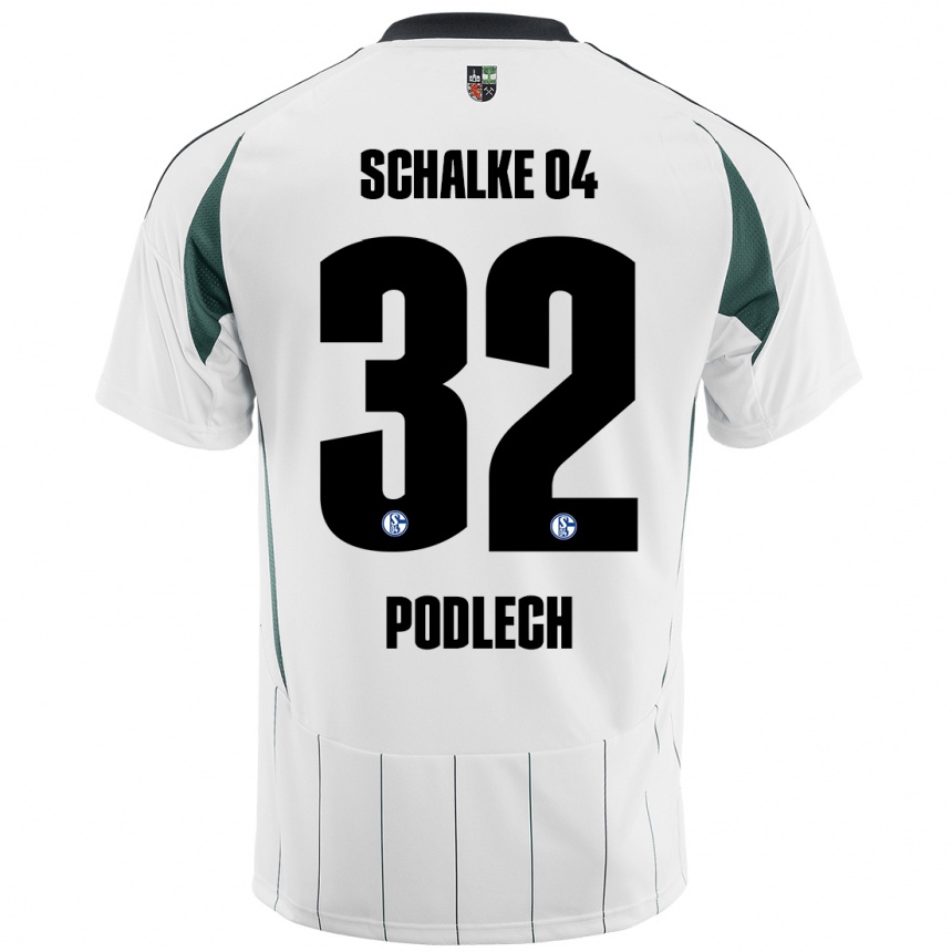 Kids Football Luca Podlech #32 White Green Away Jersey 2024/25 T-Shirt