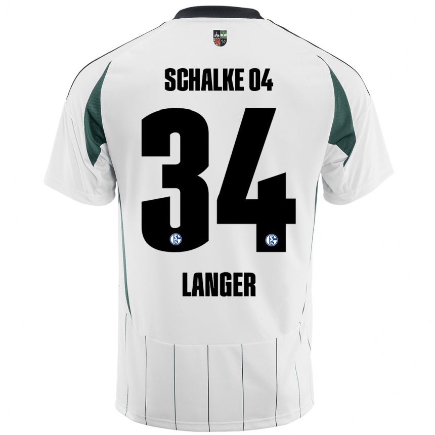 Kids Football Michael Langer #34 White Green Away Jersey 2024/25 T-Shirt