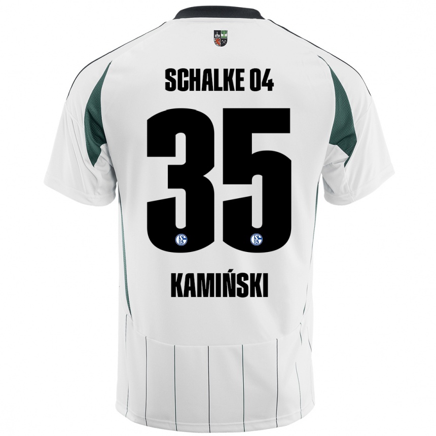 Kids Football Marcin Kaminski #35 White Green Away Jersey 2024/25 T-Shirt