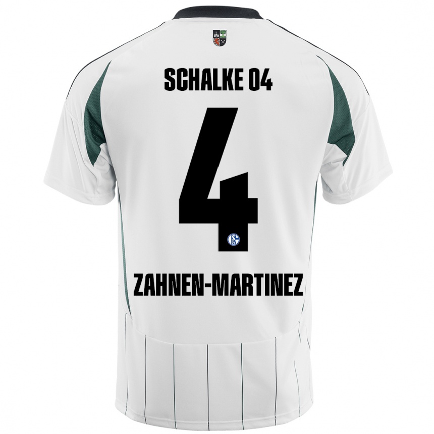 Kids Football Pablo Zahnen-Martinez #4 White Green Away Jersey 2024/25 T-Shirt