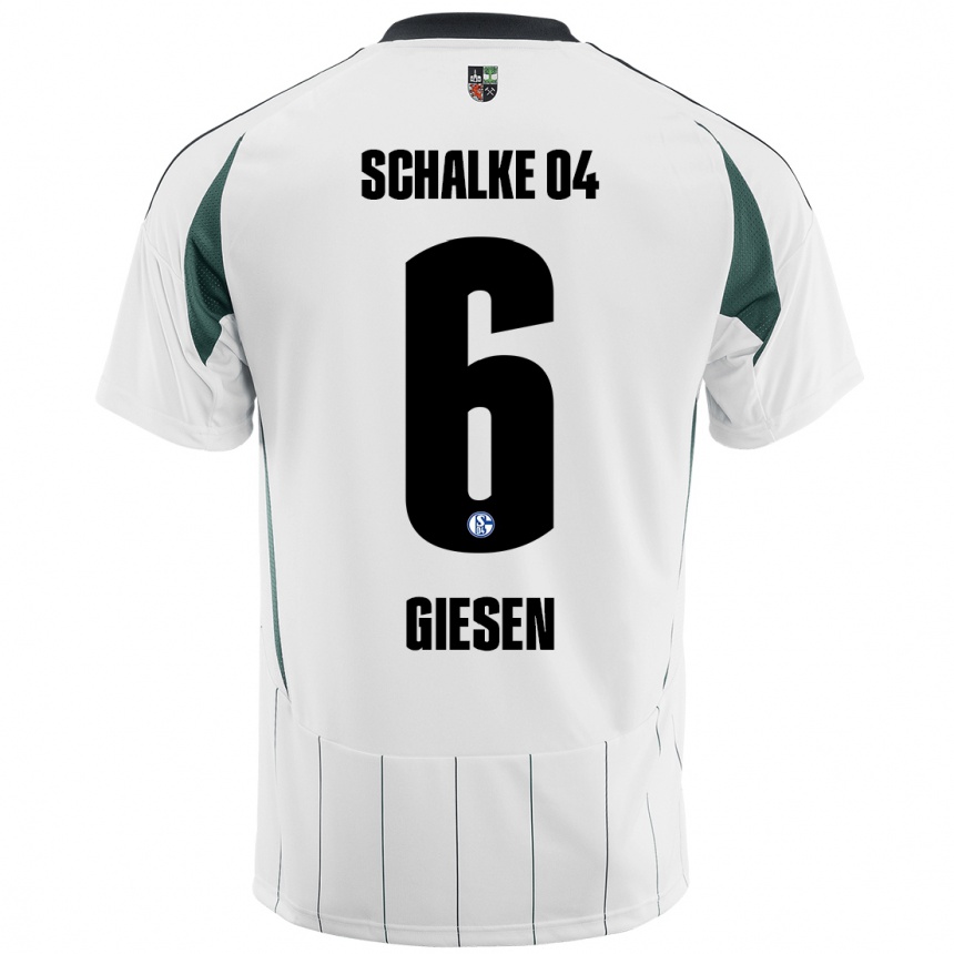 Kids Football Tim Giesen #6 White Green Away Jersey 2024/25 T-Shirt