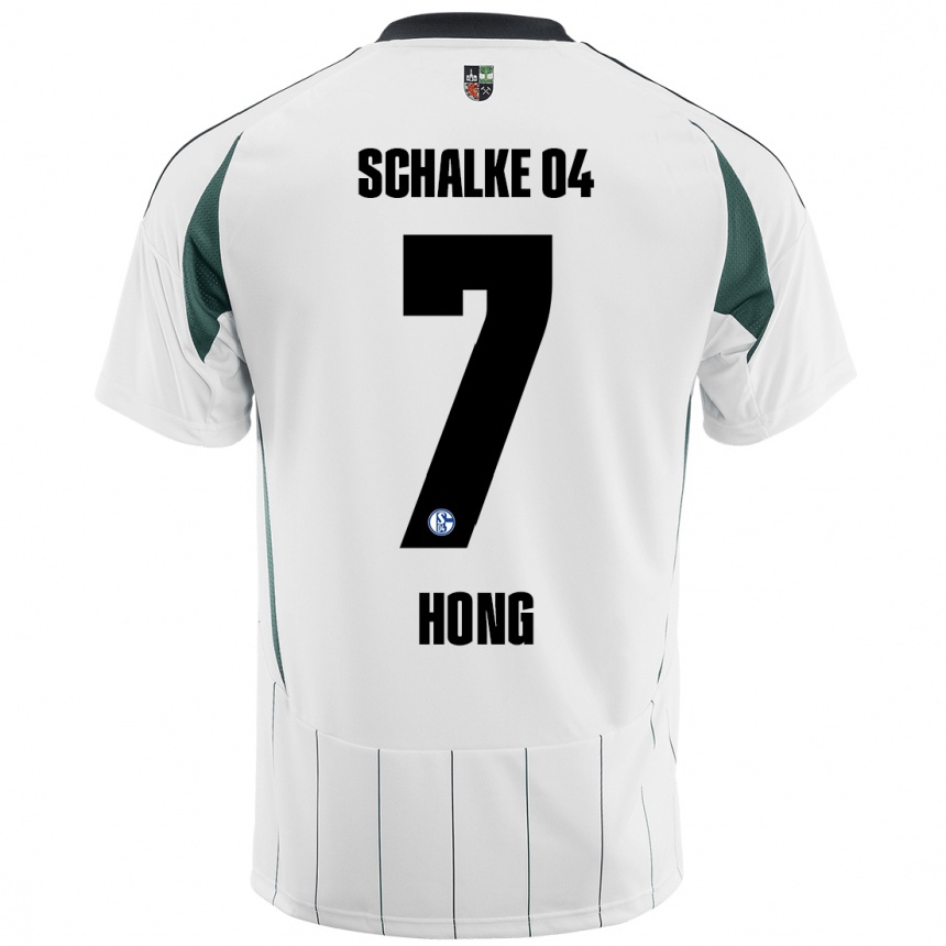 Kids Football Seok-Ju Hong #7 White Green Away Jersey 2024/25 T-Shirt