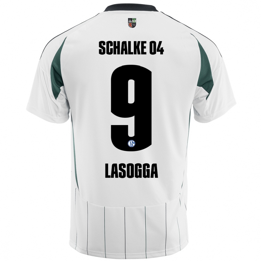 Kids Football Pierre-Michel Lasogga #9 White Green Away Jersey 2024/25 T-Shirt