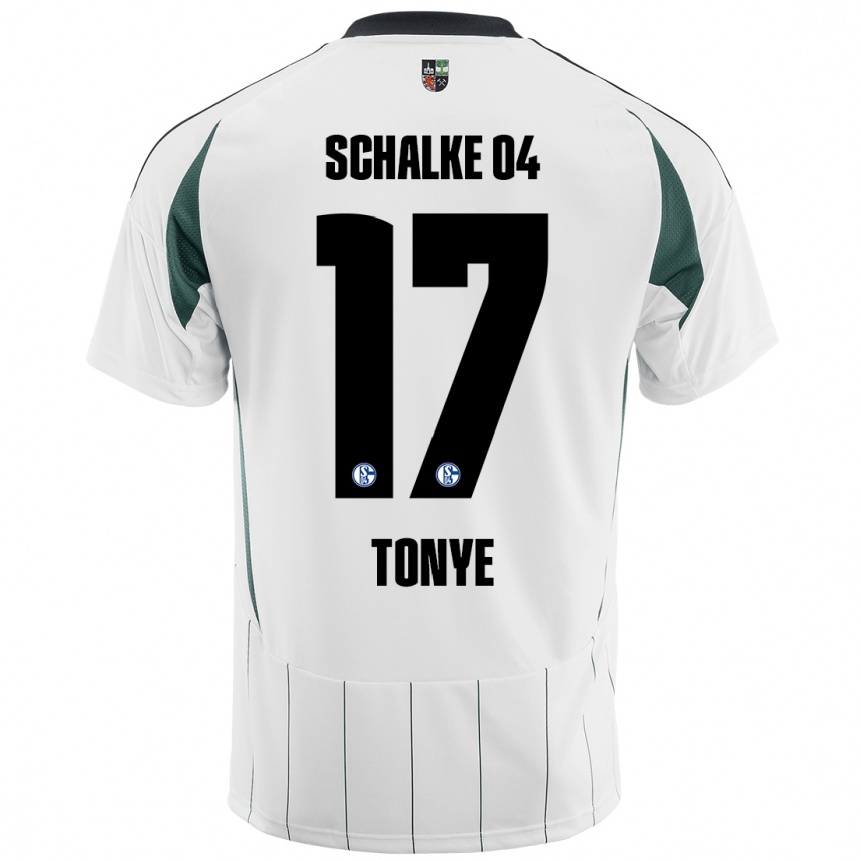 Kids Football Yannick Tonye #17 White Green Away Jersey 2024/25 T-Shirt