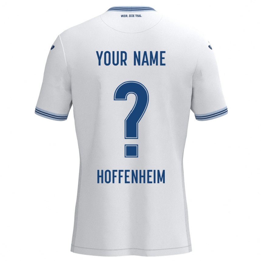 Kids Football Your Name #0 White Blue Away Jersey 2024/25 T-Shirt