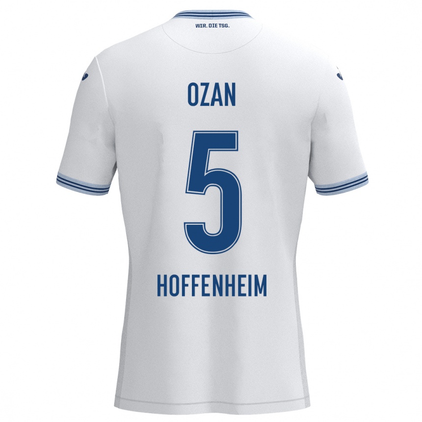 Kids Football Ozan Kabak #5 White Blue Away Jersey 2024/25 T-Shirt