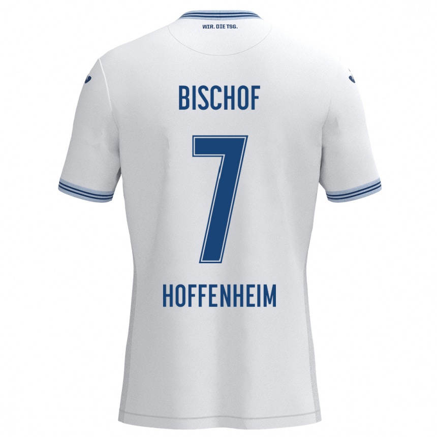 Kids Football Tom Bischof #7 White Blue Away Jersey 2024/25 T-Shirt