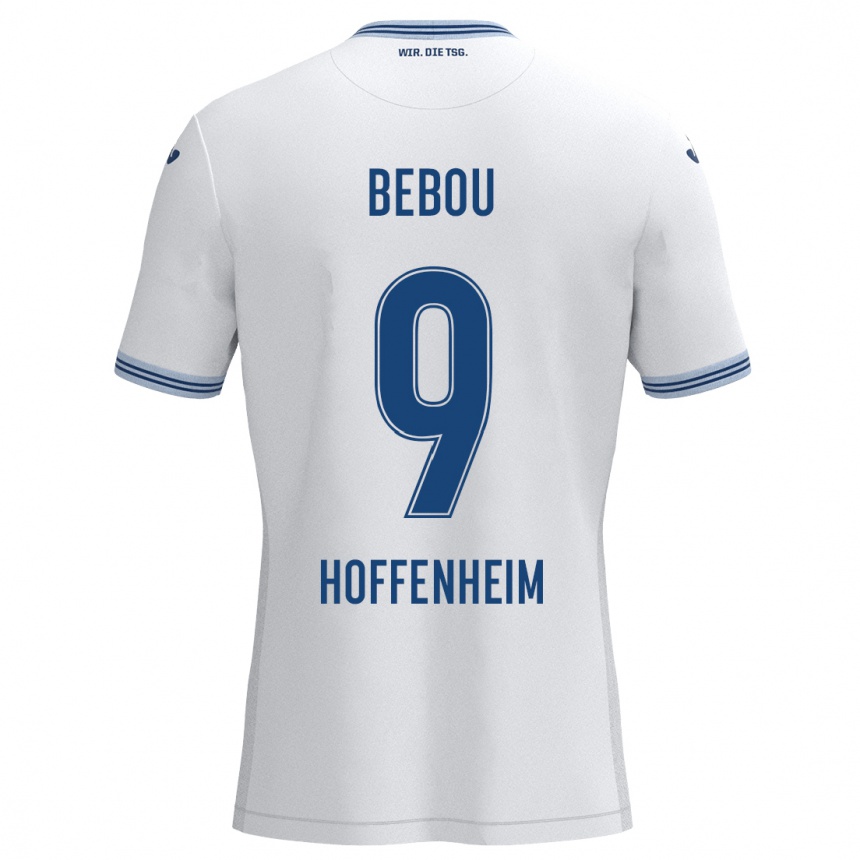 Kids Football Ihlas Bebou #9 White Blue Away Jersey 2024/25 T-Shirt