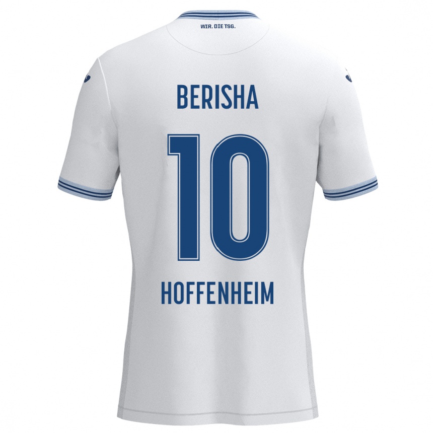 Kids Football Mergim Berisha #10 White Blue Away Jersey 2024/25 T-Shirt