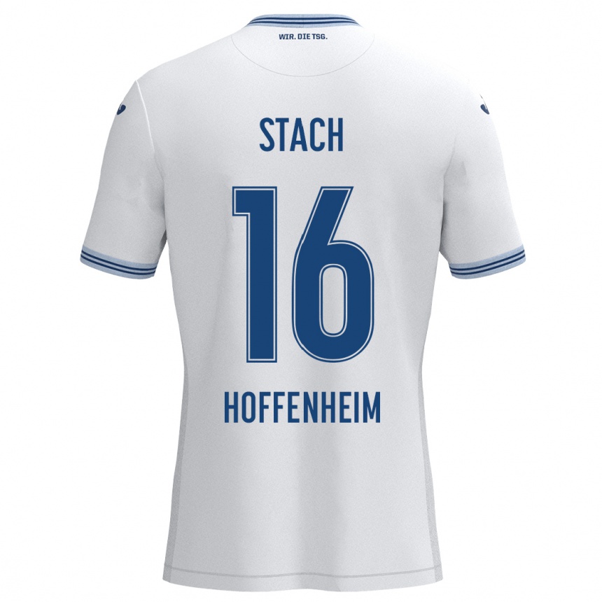 Kids Football Anton Stach #16 White Blue Away Jersey 2024/25 T-Shirt