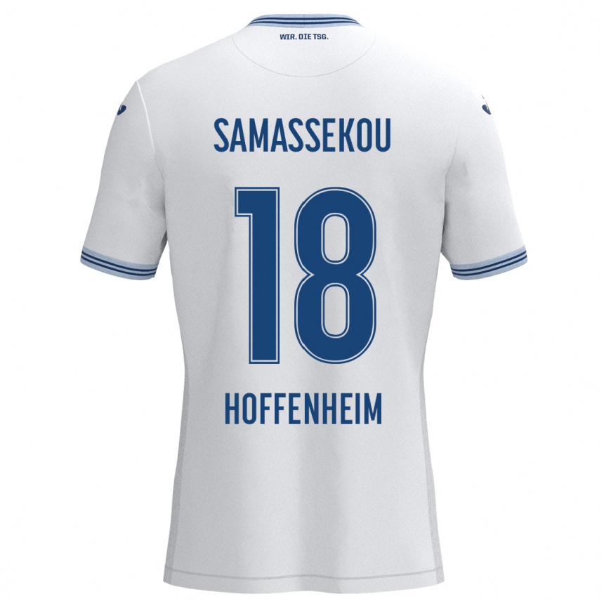 Kids Football Diadié Samassékou #18 White Blue Away Jersey 2024/25 T-Shirt