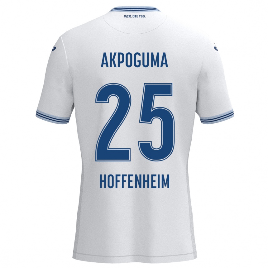 Kids Football Kevin Akpoguma #25 White Blue Away Jersey 2024/25 T-Shirt