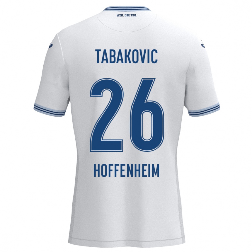 Kids Football Haris Tabakovic #26 White Blue Away Jersey 2024/25 T-Shirt