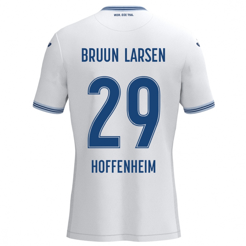 Kids Football Jacob Bruun Larsen #29 White Blue Away Jersey 2024/25 T-Shirt