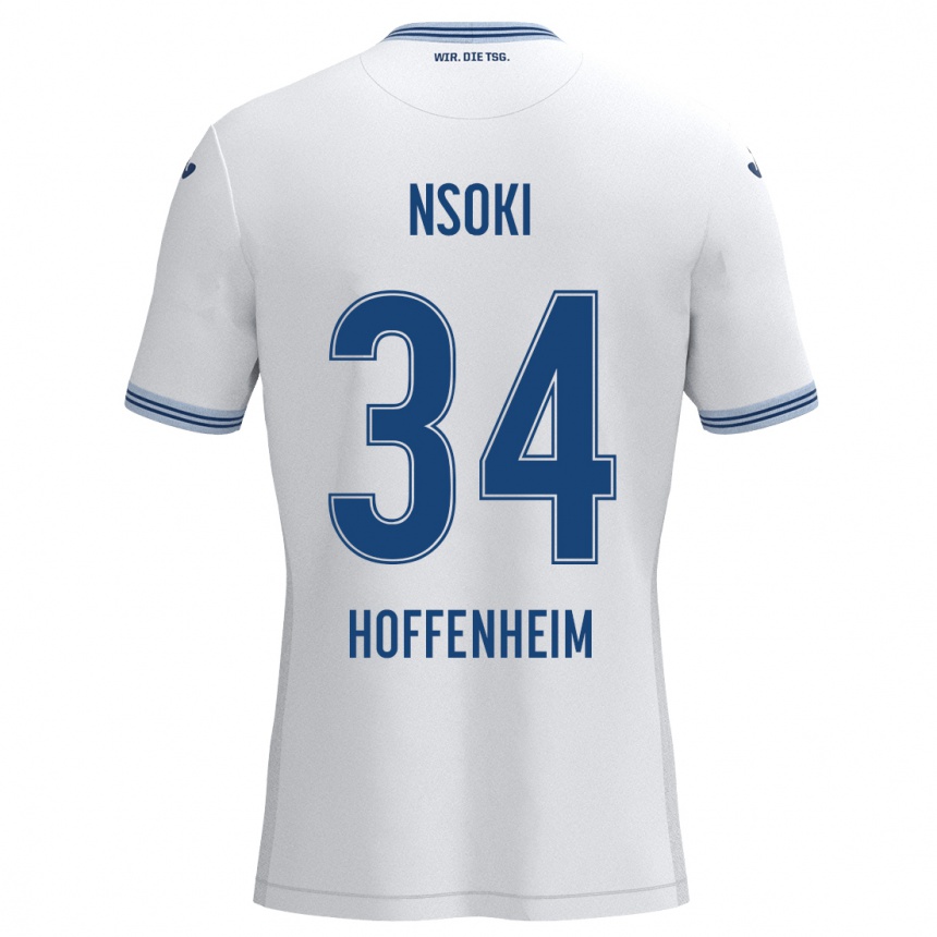 Kids Football Stanley Nsoki #34 White Blue Away Jersey 2024/25 T-Shirt