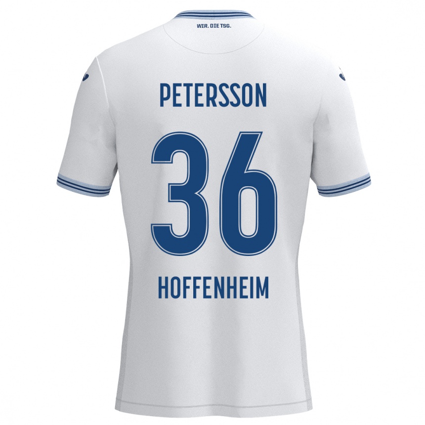 Kids Football Lúkas Petersson #36 White Blue Away Jersey 2024/25 T-Shirt