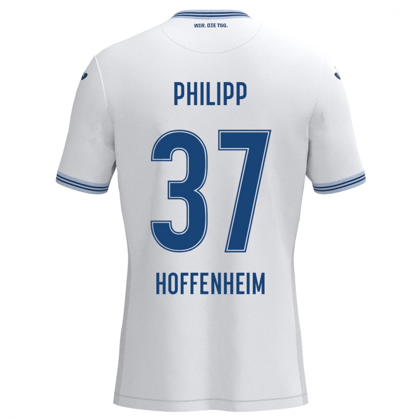 Kids Football Luca Philipp #37 White Blue Away Jersey 2024/25 T-Shirt