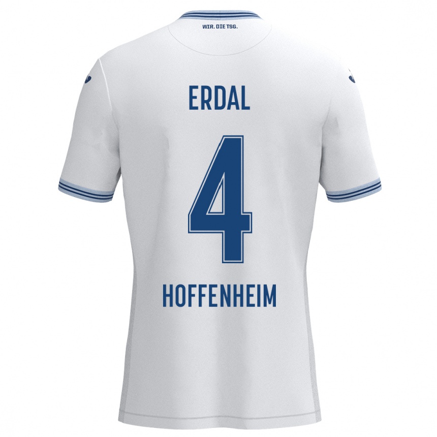 Kids Football İzzet Erdal #4 White Blue Away Jersey 2024/25 T-Shirt