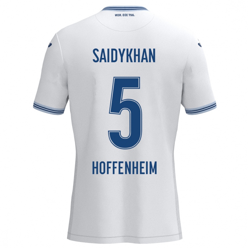 Kids Football Ibrahim Saidykhan #5 White Blue Away Jersey 2024/25 T-Shirt