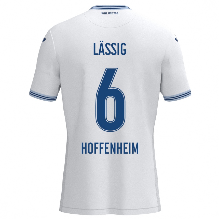 Kids Football Valentin Lässig #6 White Blue Away Jersey 2024/25 T-Shirt