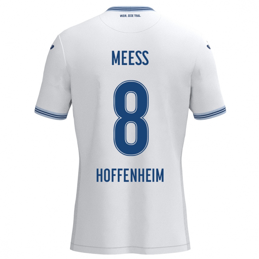 Kids Football Jakob Meeß #8 White Blue Away Jersey 2024/25 T-Shirt