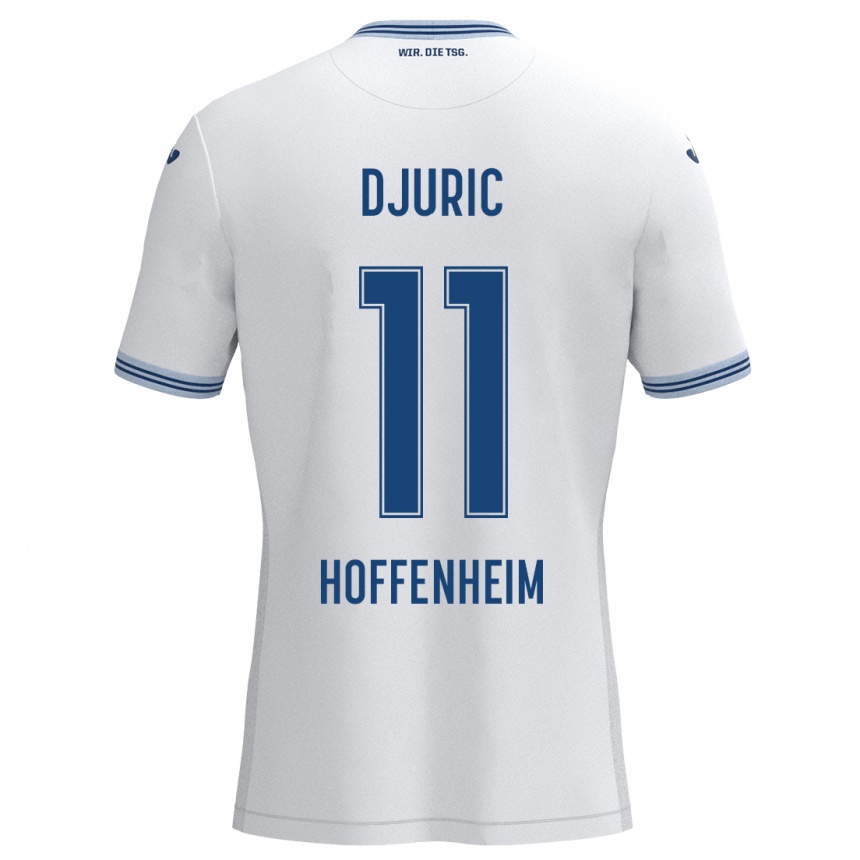 Kids Football Luka Djuric #11 White Blue Away Jersey 2024/25 T-Shirt