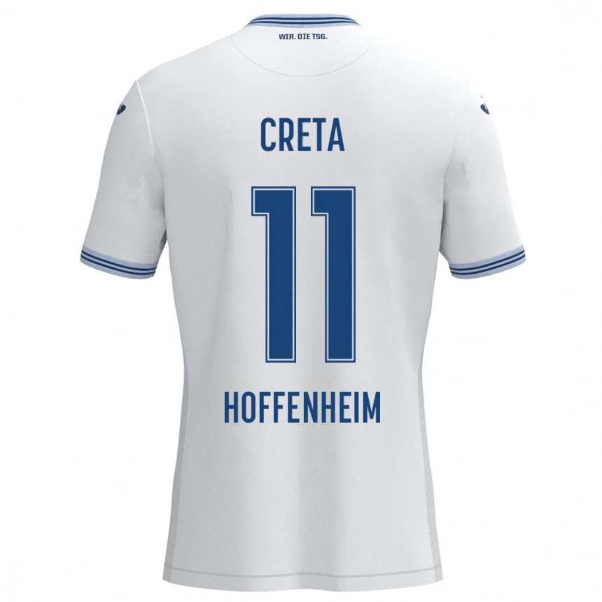 Kids Football David Creța #11 White Blue Away Jersey 2024/25 T-Shirt