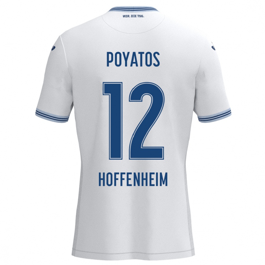 Kids Football Miguel Poyatos #12 White Blue Away Jersey 2024/25 T-Shirt